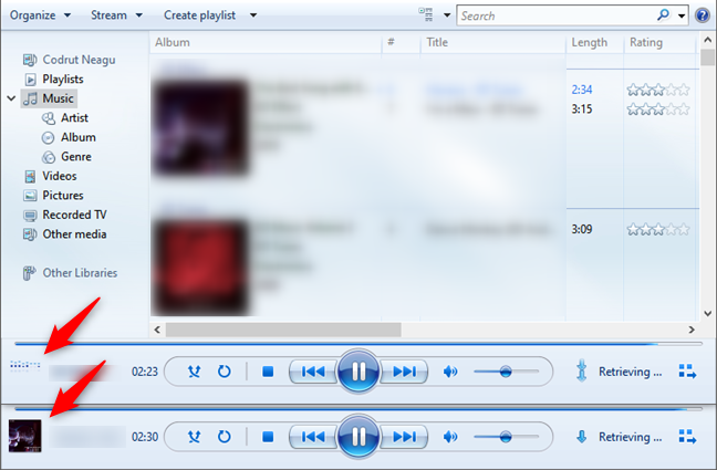 Windows Media Player: Information about the currently played song
