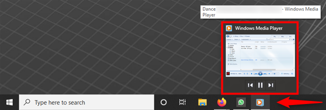 Play music in Windows Media Player from the taskbar