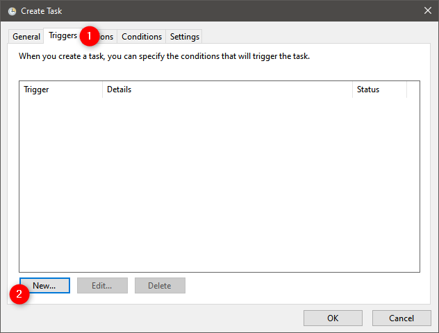 How to permanently attach a VHD: Triggers for the task