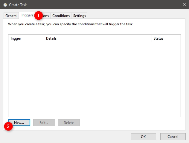 How to permanently attach a VHD: Triggers for the task