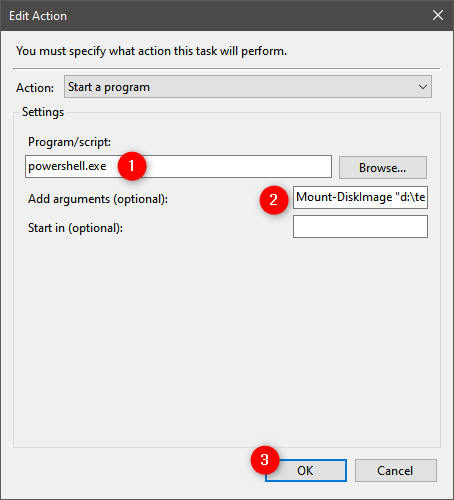 How to permanently attach a VHD: Use PowerShell to run Mount-DiskImage
