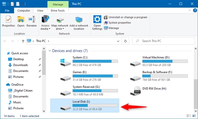 A partition from a VHD file shown in File Explorer