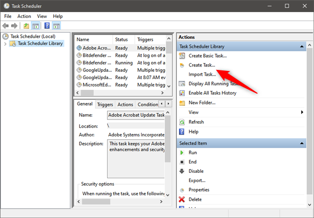 How to permanently attach a VHD: Create Task in Task Scheduler