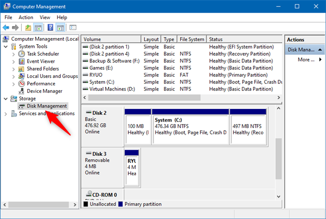 Disk Management in Computer Management