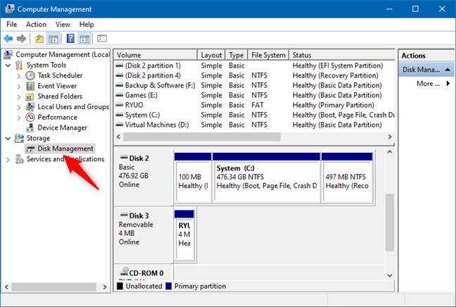 Disk Management in Computer Management