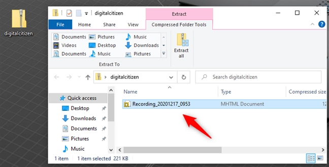 Steps Recorder saves recordings as mhtml files inside ZIP files