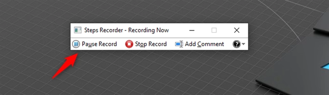Pause record in Steps Recorder