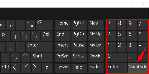 Numerical keys on the On-Screen Keyboard in Windows 10
