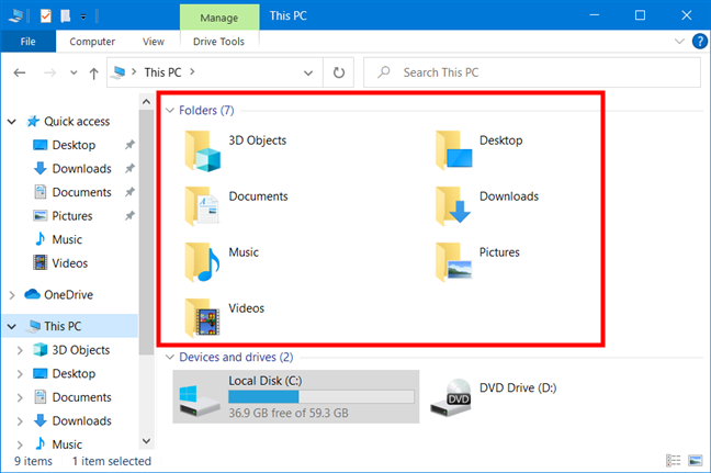 Windows 10's File Explorer offers an easy way to access common user folders