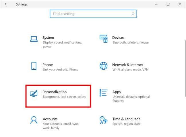Access the Personalization Settings