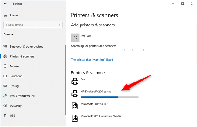 A printer is installing in Windows 10