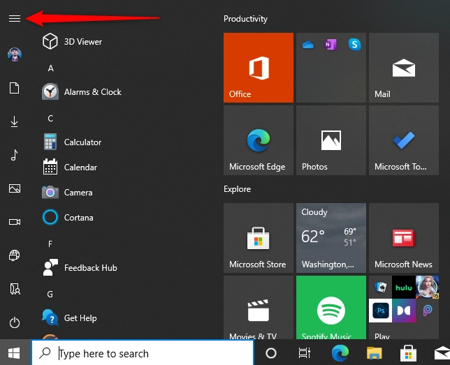 Extend the Windows 10 Start Menu to see the folder names