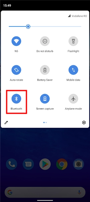 The Android Bluetooth button in the extended Quick Settings