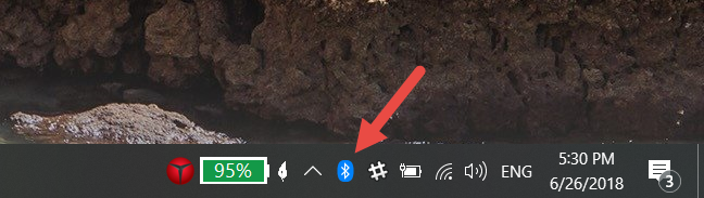 Bluetooth icon shown in Windows 10's taskbar