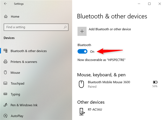 Enable Bluetooth in Windows 10