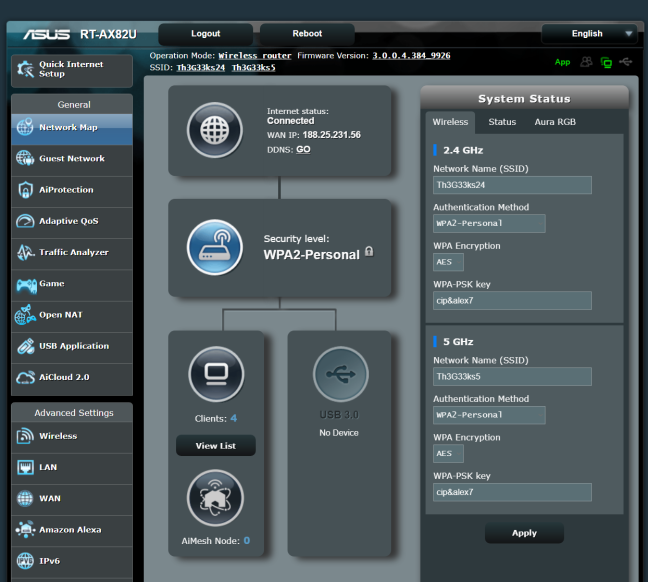 The ASUS RT-AX82U firmware