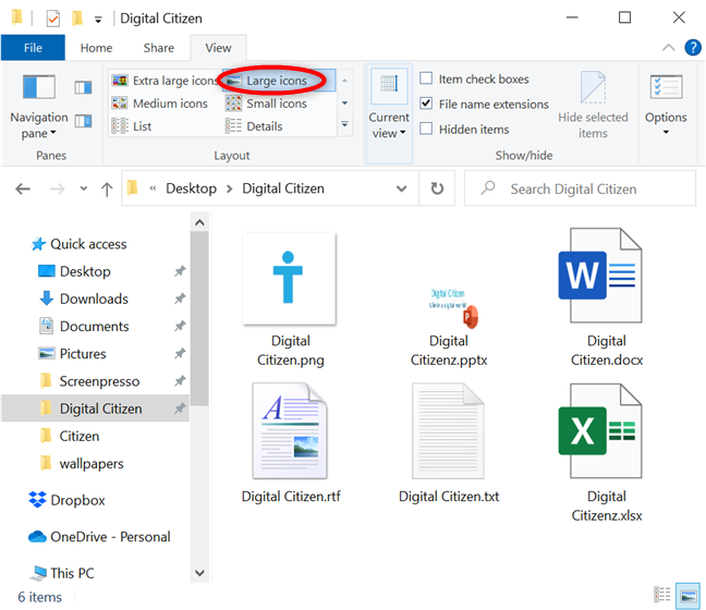 File Explorer uses Large icons as its default view for media folders