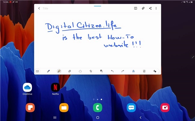 Handwriting on the Samsung Galaxy Tab S7+ with the S Pen
