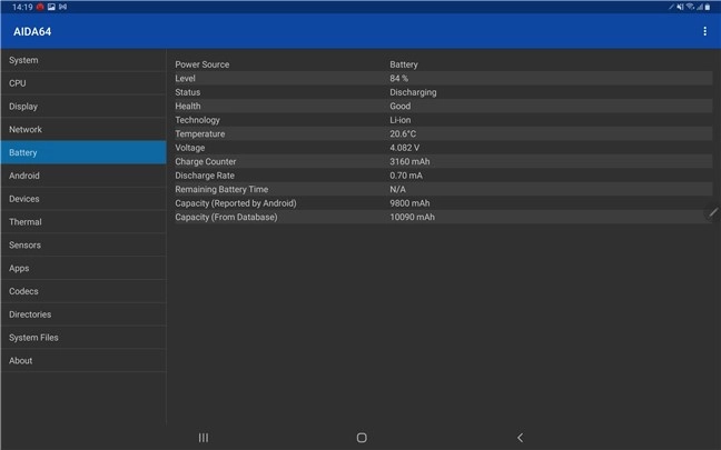 Samsung Galaxy Tab S7+: Battery details