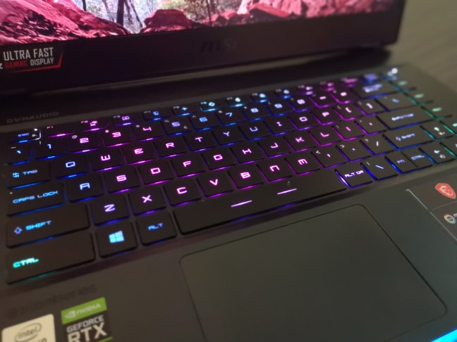 MSI GE66 Raider 10SGS gaming laptop: SteelSeries keyboard