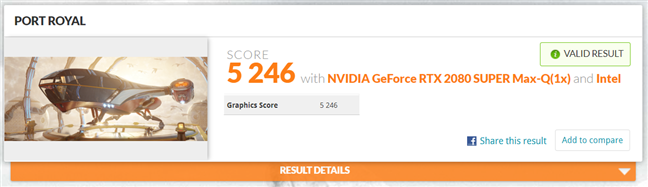 MSI GE66 Raider 10SGS gaming laptop benchmark: 3DMark Port Royale
