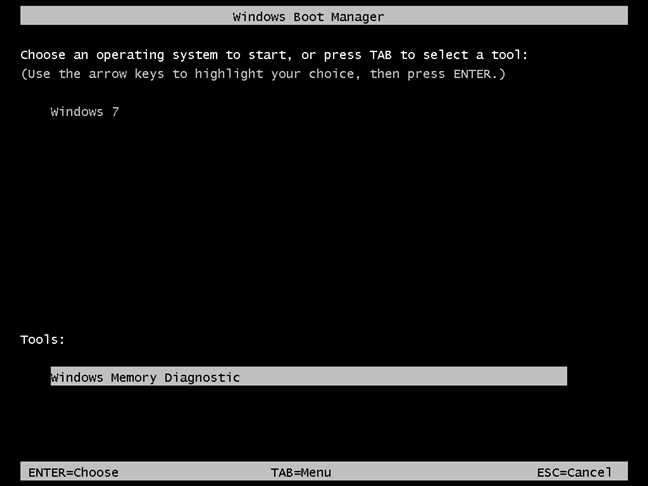 Start Windows Diagnostic Manager from the Windows 7 Boot Manager