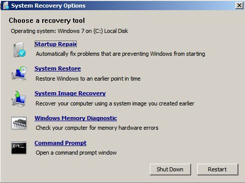 Start Windows Diagnostic Manager from a Windows 7 system repair disc