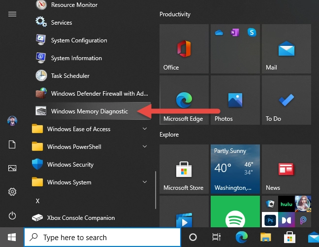 Open Windows Memory Diagnostic from the Start Menu
