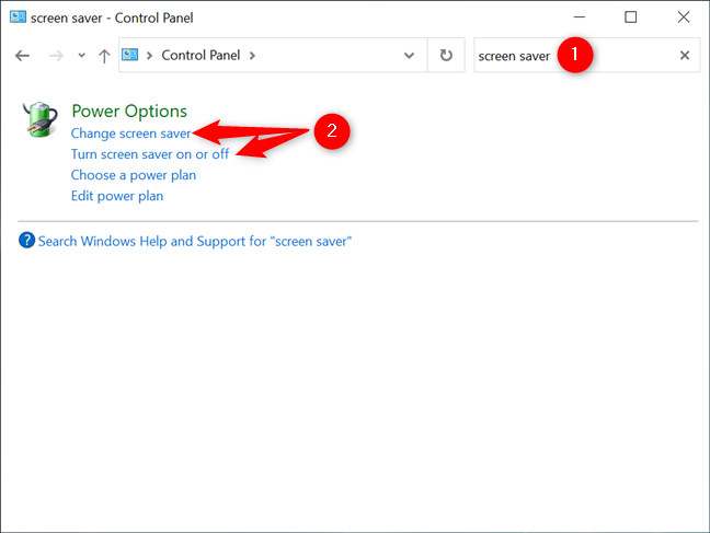 Open the Windows 10 screensaver settings from the Control Panel