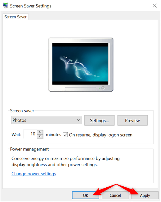 Save the Windows 10 screensaver settings