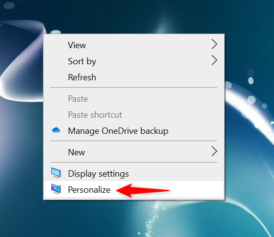Press Personalize in the contextual menu