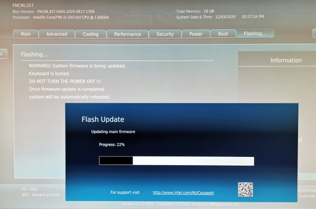 Updating the firmware on the Intel NUC10i5FNH