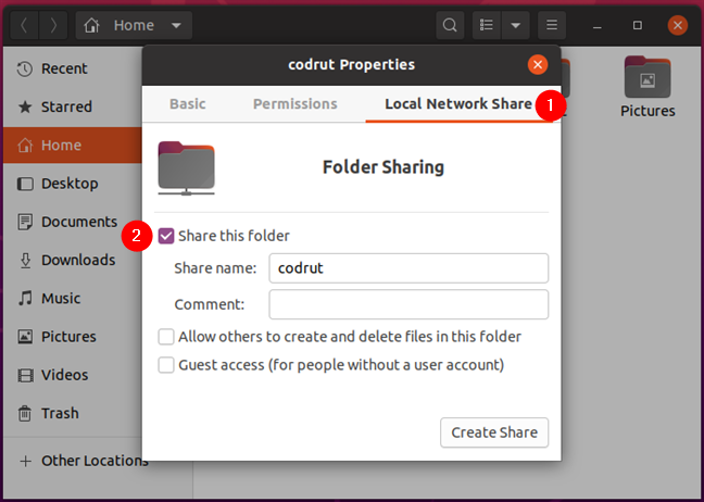 Share this folder in Local Network Share