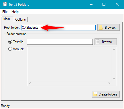 Selecting the Root folder
