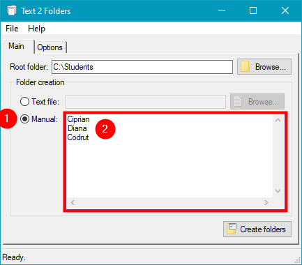 Choosing to create multiple folders