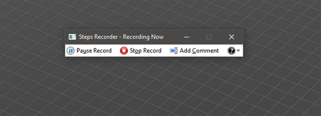 Recording steps in Windows 10 with Steps Recorder