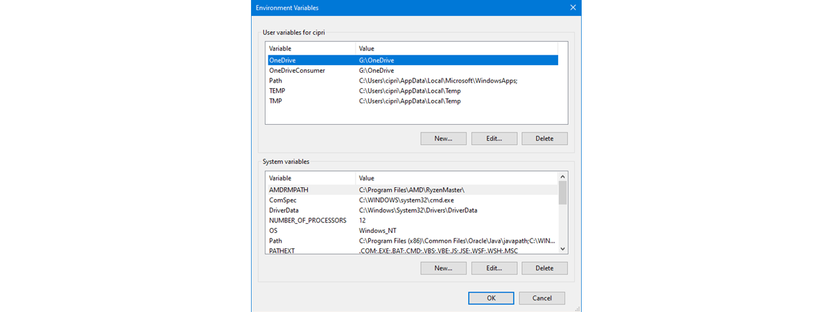 How to create user and system environment variables in Windows