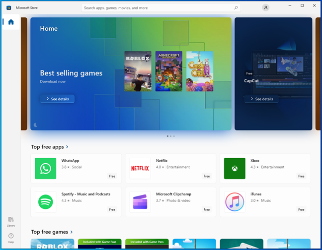 Open Microsoft Store to get apps and games available in the new region