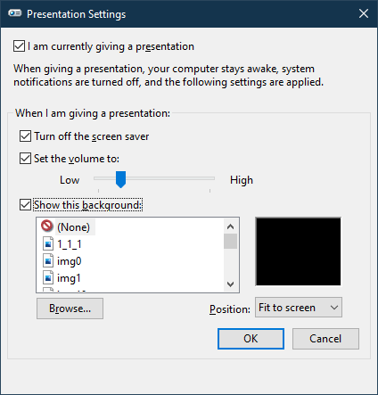 Adjusting the Presentation Settings