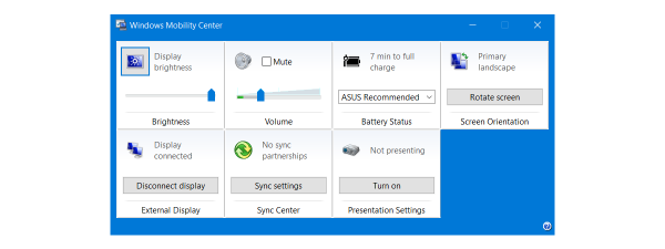 Windows Mobility Center