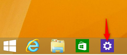 PC Settings on the taskbar