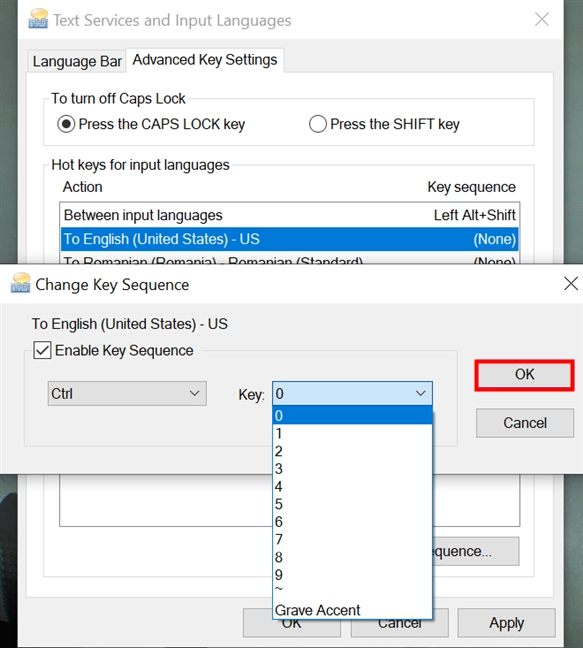 Set a keyboard shortcut to change the language to one you use the most