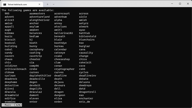 Cool Telnet games