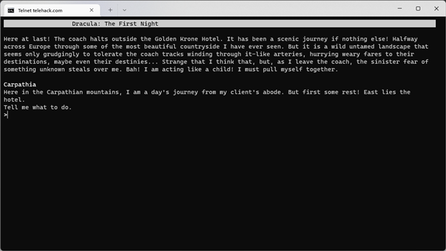 Playing Dracula, a Telnet game