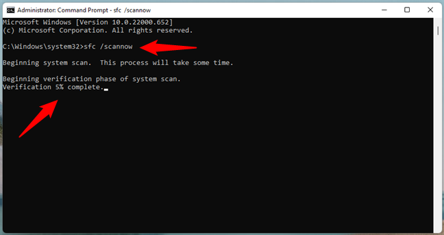 Running SFC in Command Prompt