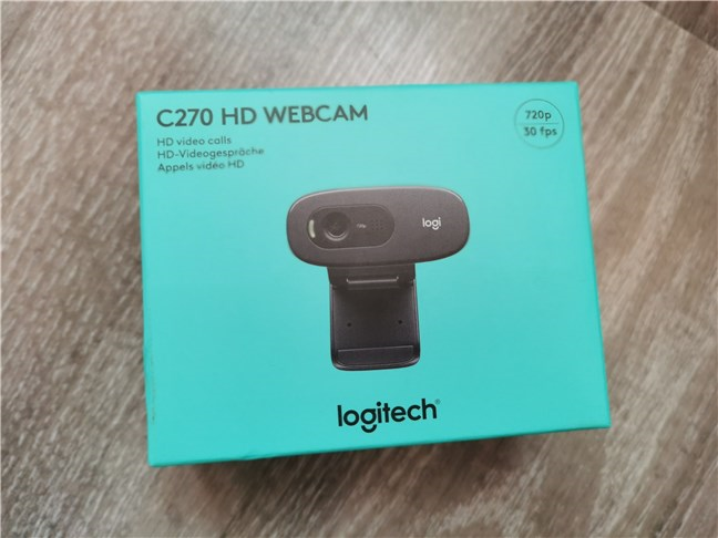 The box of the Logitech C270 HD Webcam