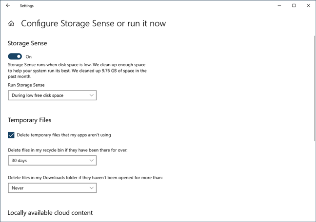 Storage Sense automatically cleans your drives