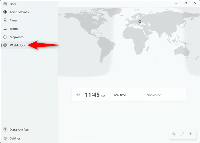 Access the World clock in Windows 10 and Windows 11