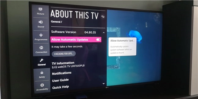 Firmware update on an LG smart TV