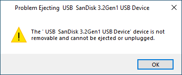 You can't eject USB memory sticks with this method